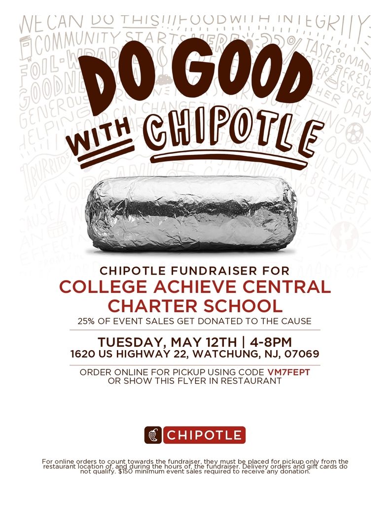 Chipotle Fundraiser Supporting The South Campus 8th Grade Class at Central!