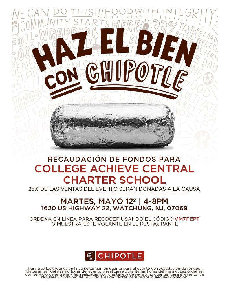 Chipotle Fundraiser Supporting The South Campus 8th Grade Class at Central!